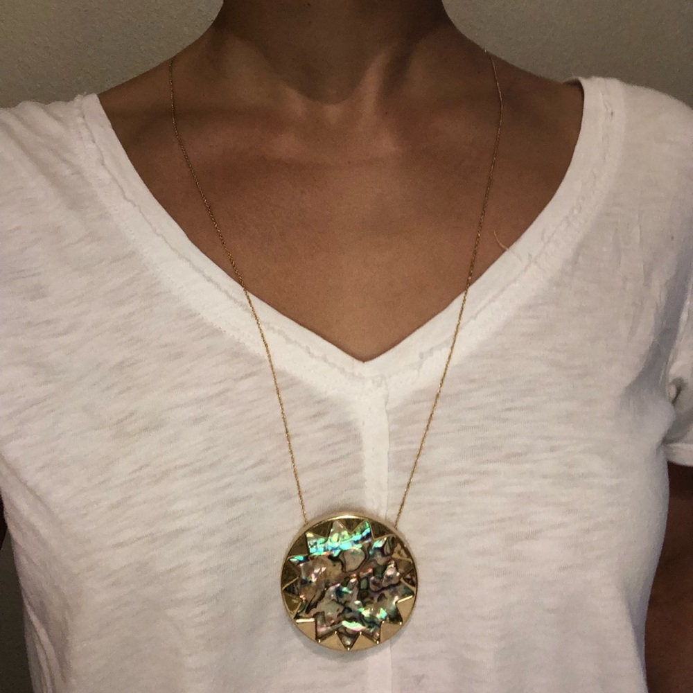 House of Harlow 1960 Gold and Green Pendant Necklace